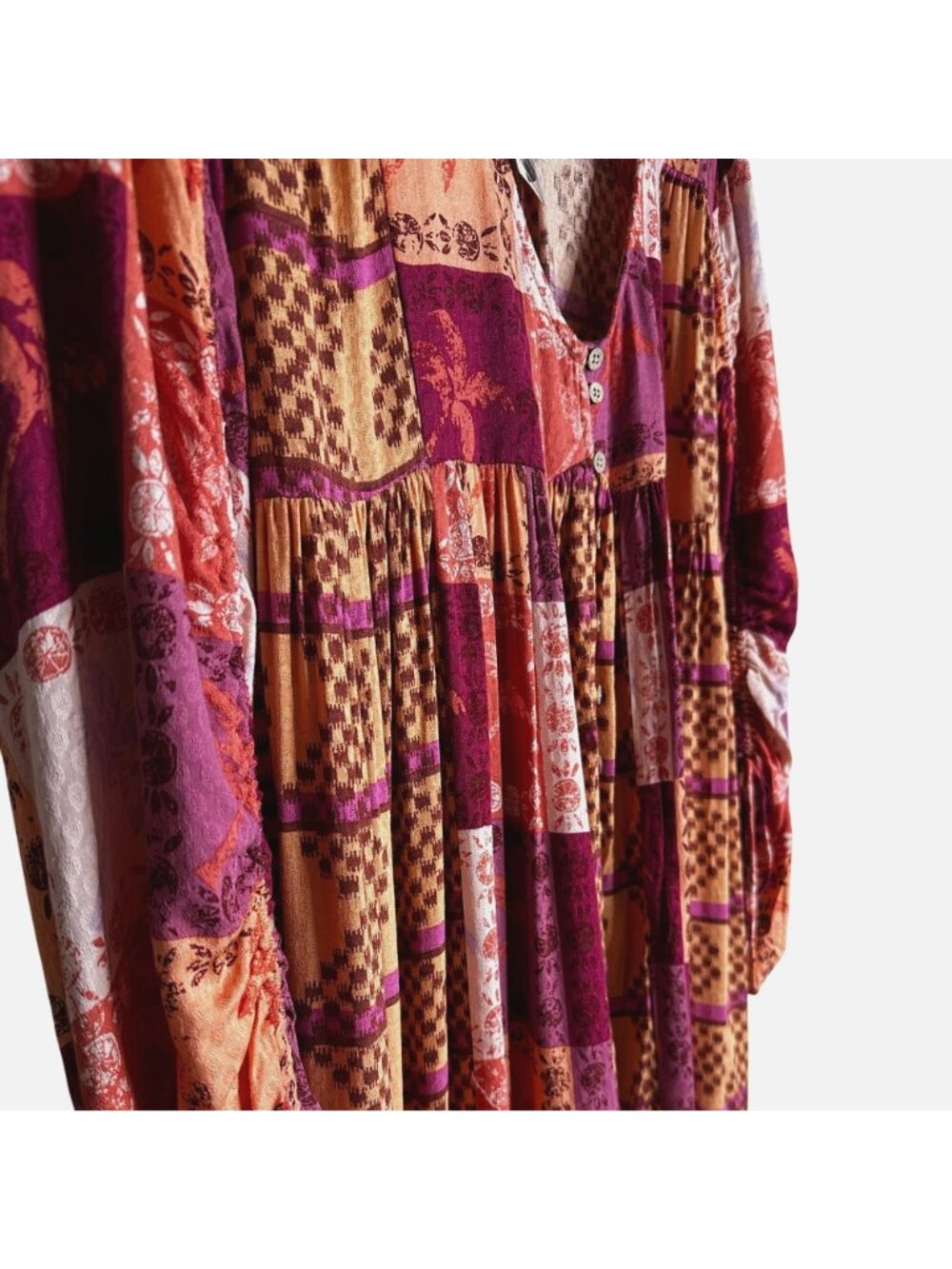 FREE PEOPLE Ibiza Patchwork Maxi Kimono Duster XS NWT Boho Festival Robe Dress - Picture 6 of 12